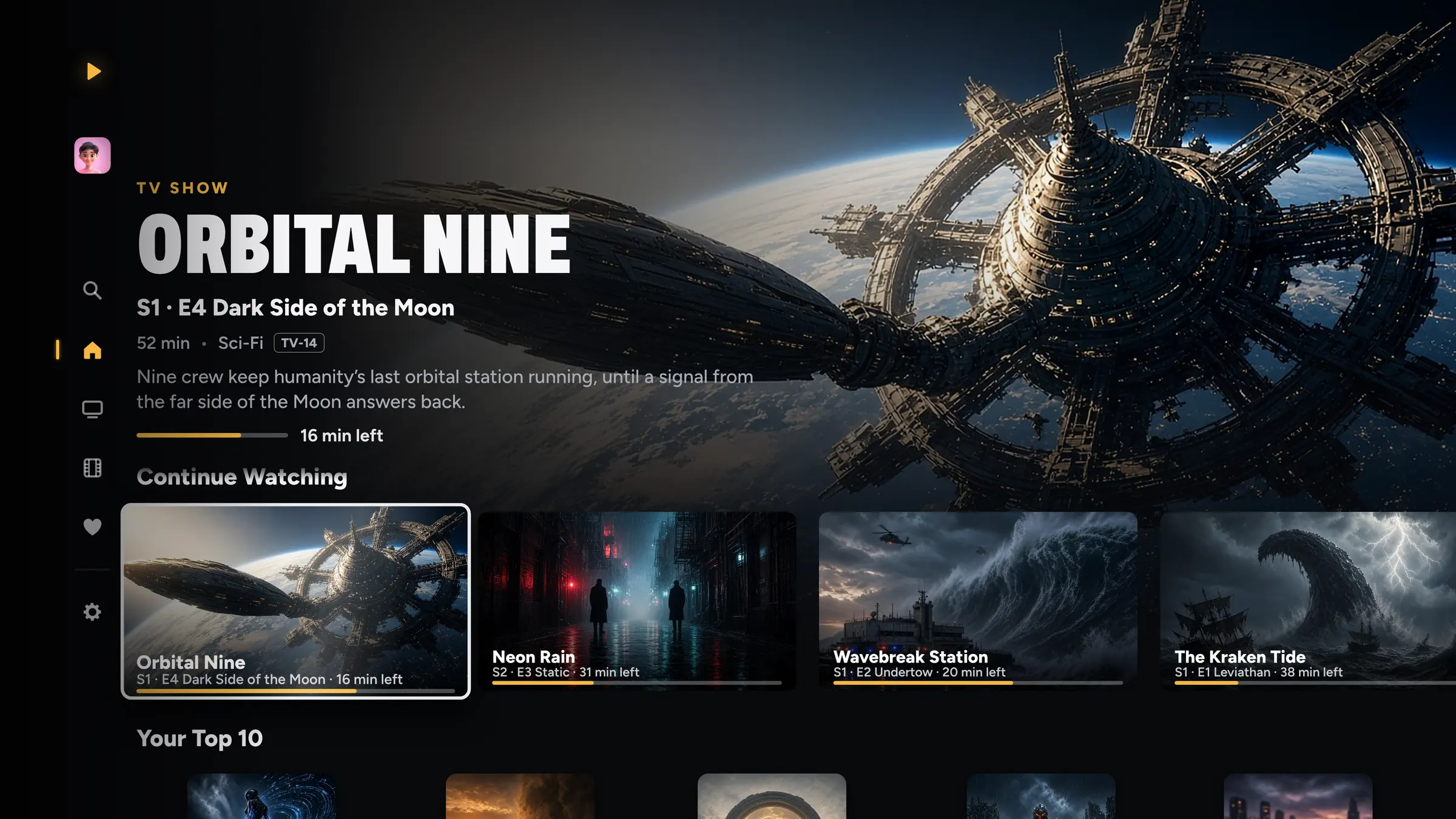Continue Watching on Apple TV, with Orbital Nine, Neon Rain and Wavebreak Station